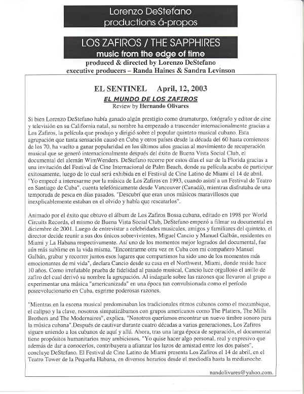 ZAFIROS FILM REVIEWS-SPANISH-EL SENTINEL 4.12.030003.jpg (441405 bytes)